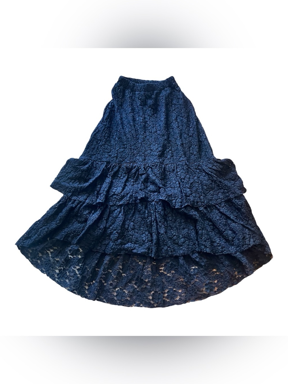 Francesca's Collections Black Lace Tiered High-Low Skirt